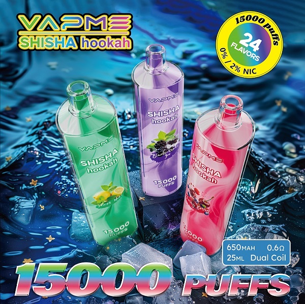 VAPME SHISHA HOOKAH 15000 Puffs – DTL Disposable Vape with 0.6Ω Dual Mesh Coil