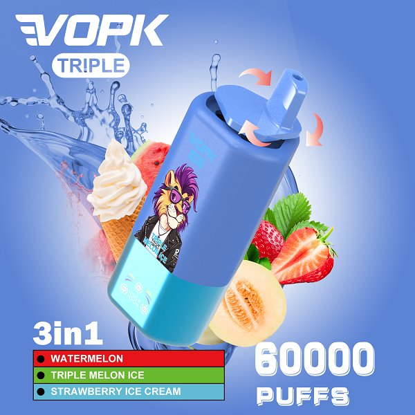VOPK TRIPLE 60000 3 in 1 | Vape Desechable Recargable con Boquilla Giratoria y Pantalla Inteligente