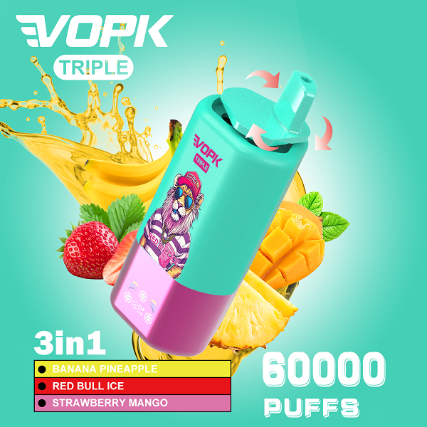 VOPK TRIPLE 60000 3 in 1 | Vape Desechable Recargable con Boquilla Giratoria y Pantalla Inteligente