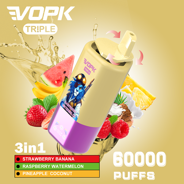 VOPK TRIPLE 60000 3 in 1 | Vape Desechable Recargable con Boquilla Giratoria y Pantalla Inteligente