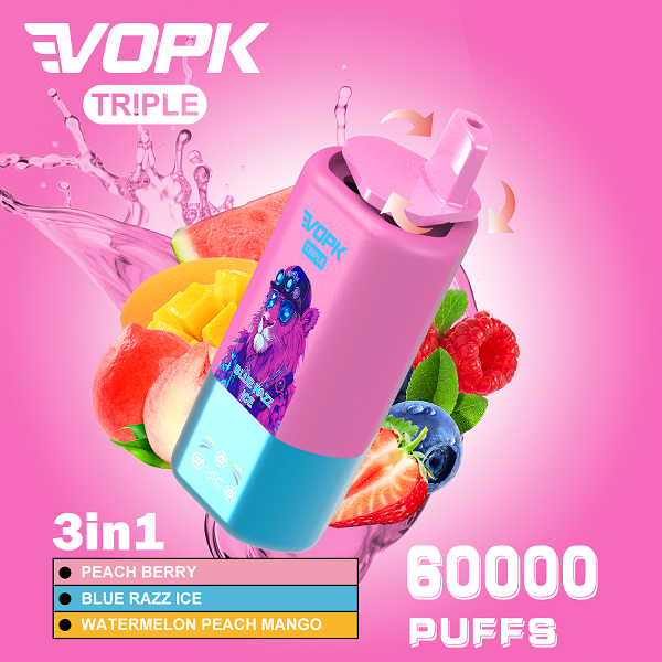 VOPK TRIPLE 60000 3 in 1 | Vape Desechable Recargable con Boquilla Giratoria y Pantalla Inteligente